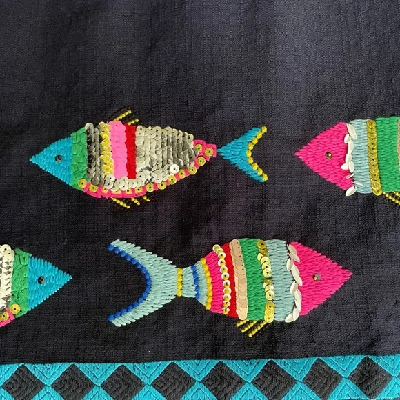 Talbots Dress size 10 Women A Line Tweed Sequins Multicolor Embroidered Fish - Picture 6 of 8